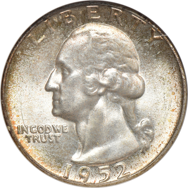 Eight high grade certified silver Washington quarters