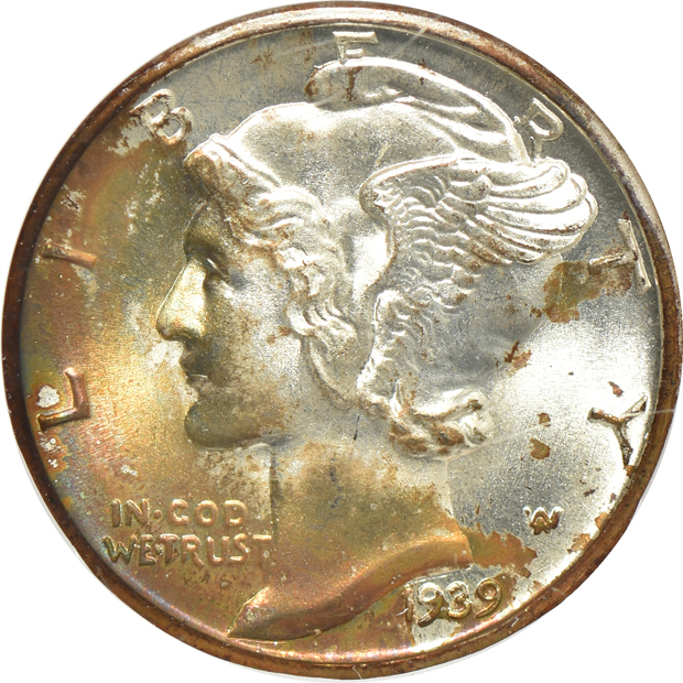 Four high grade Mercury dimes certified by NGC