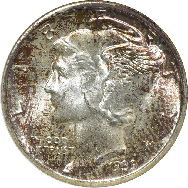 Four high grade Mercury dimes certified by NGC