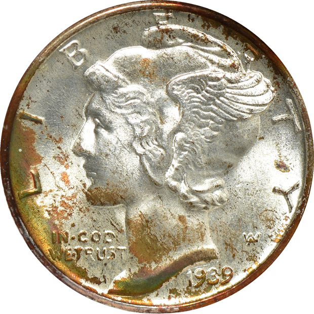 Four high grade Mercury dimes certified by NGC