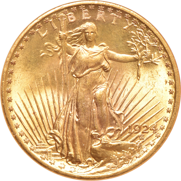 1914-S PCGS MS-63, and a 1924 NGC MS-64, both CAC