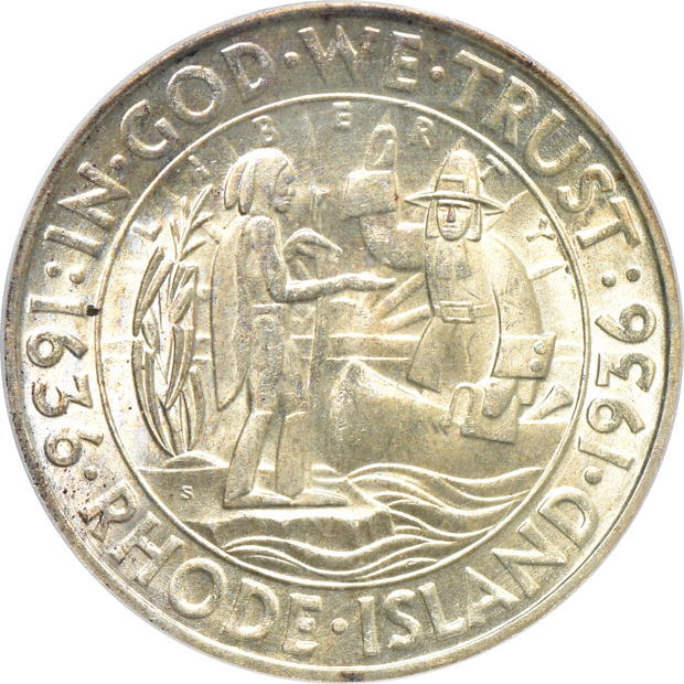 Four silver commemorative half-dollars, all CAC
