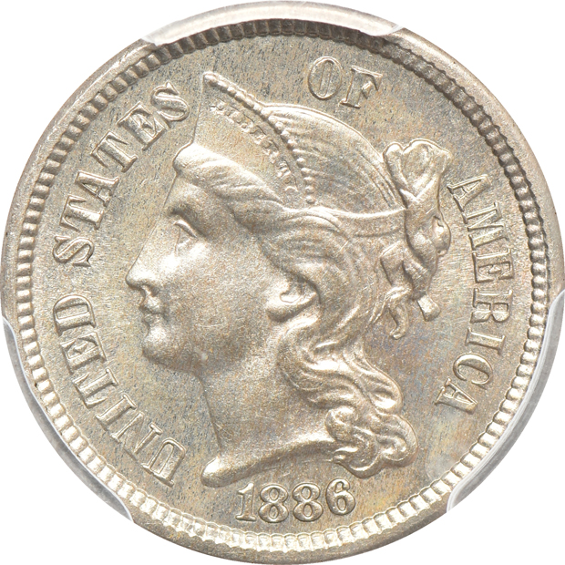 1886 PR-63, and an 1887/(6) PR-62, both PCGS