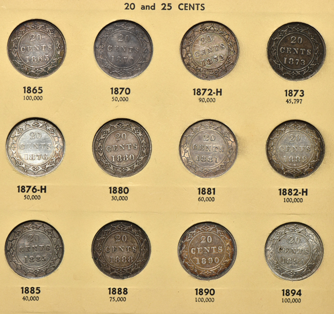 Canada - Complete collections of New Brunswick, Nova Scotia, Prince Edward Island and Newfoundland coins it two Library of Coins albums, vol. 68 and 69.