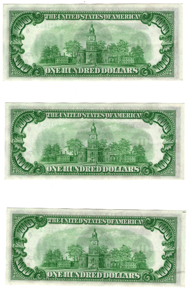 Sequential run of eight 1928-A $100 St. Louis Fr# 2151A - ChCU