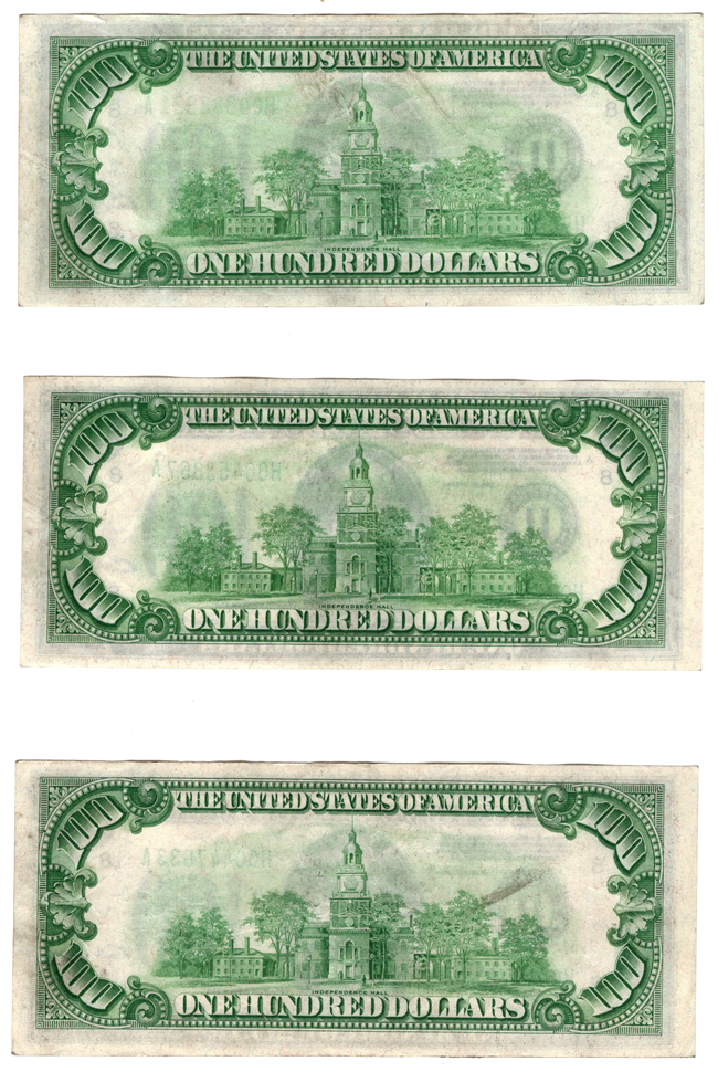 Five 1934 $100 St. Louis and two 1934-A St. Louis - AU