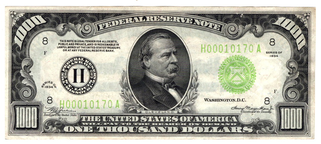 1928 $1,000 St. Louis Fr# 2210H - AU