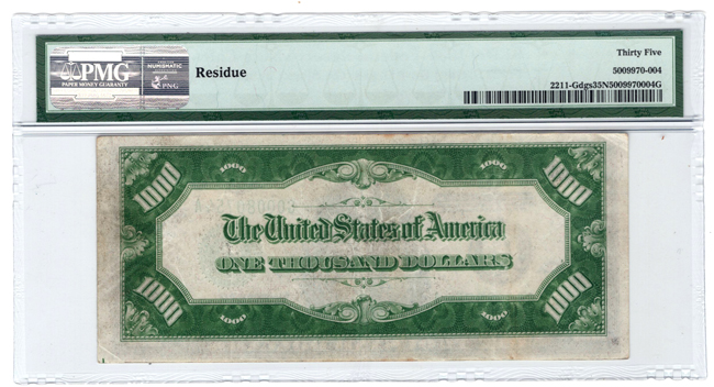 1934 $1,000 Chicago Fr# 2211G - PMG VF-35/residue