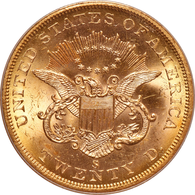 1857-S Bold S S.S. Central America PCGS MS-63 CAC