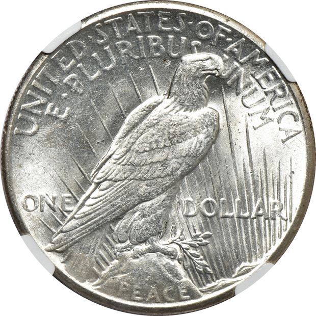 1921 Peace, High Relief, and a 1928, both NGC MS-61