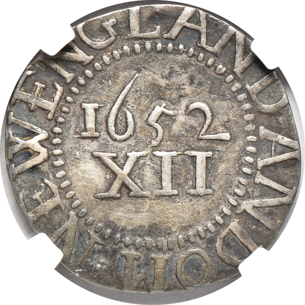 1652 Pine Tree Shilling Large Planchet No Pellets NGC XF-45