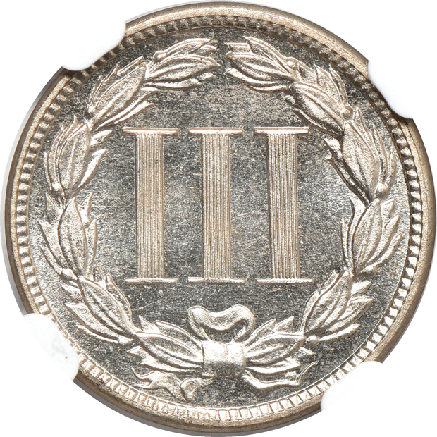 1886 PR-64, 1887 PR-62, and an 1889 PR-63, all NGC