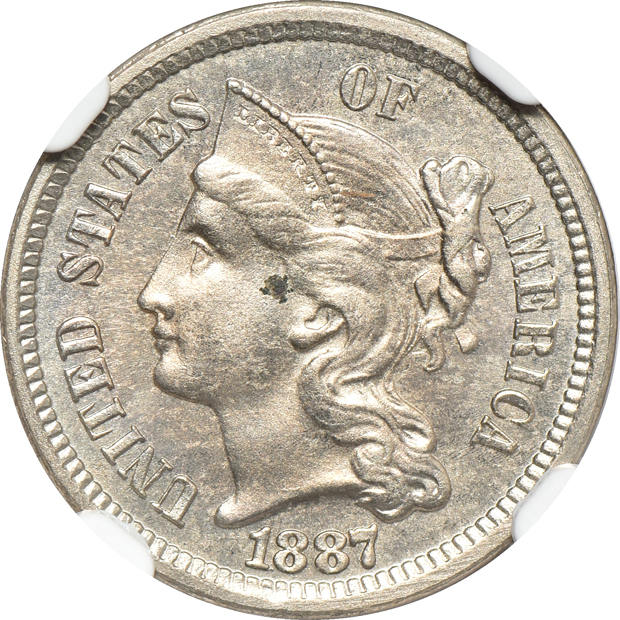 1886 PR-64, 1887 PR-62, and an 1889 PR-63, all NGC