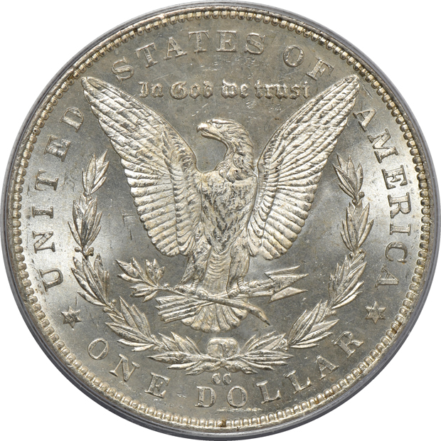 1879-S NGC MS-65, 1881-S ANACS MS-65 PL, and an 1891-CC PCGS MS-63