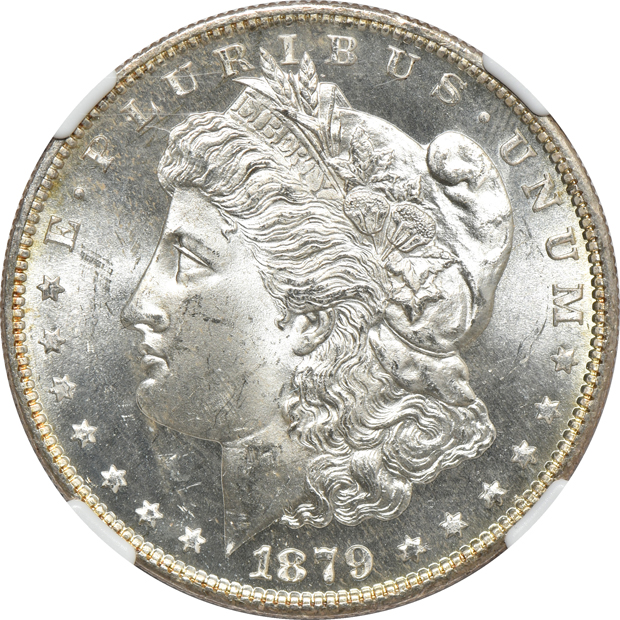1879-S NGC MS-65, 1881-S ANACS MS-65 PL, and an 1891-CC PCGS MS-63