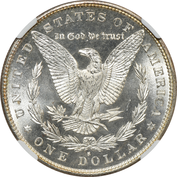 1879-S NGC MS-65, 1881-S ANACS MS-65 PL, and an 1891-CC PCGS MS-63