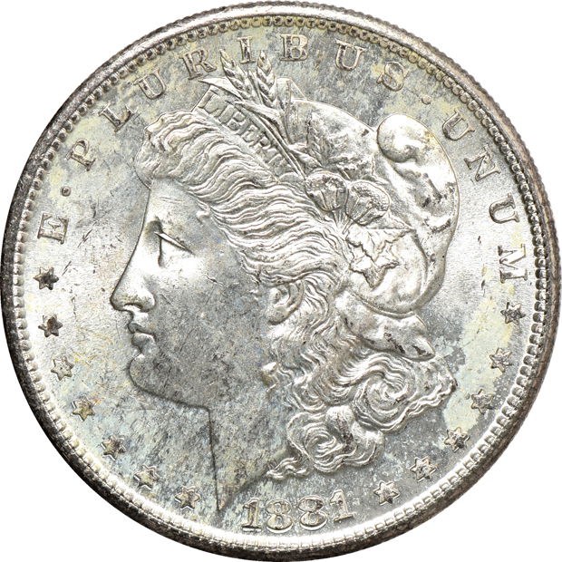 Twenty Morgan silver dollars, as described