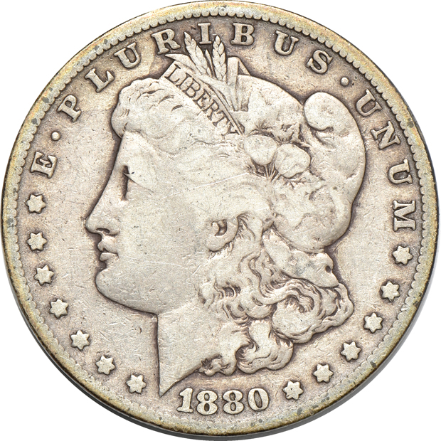 Collection of Morgan silver dollars, 1878 through 1891-S, in a Whitman Classic 9128 album