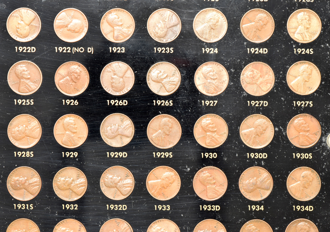 Collection of eighty-nine different Linoln Wheat cents, 1909 VDB through 1940-S (no 1909-S VDB or 24-D), in a Capital Plastic holder
