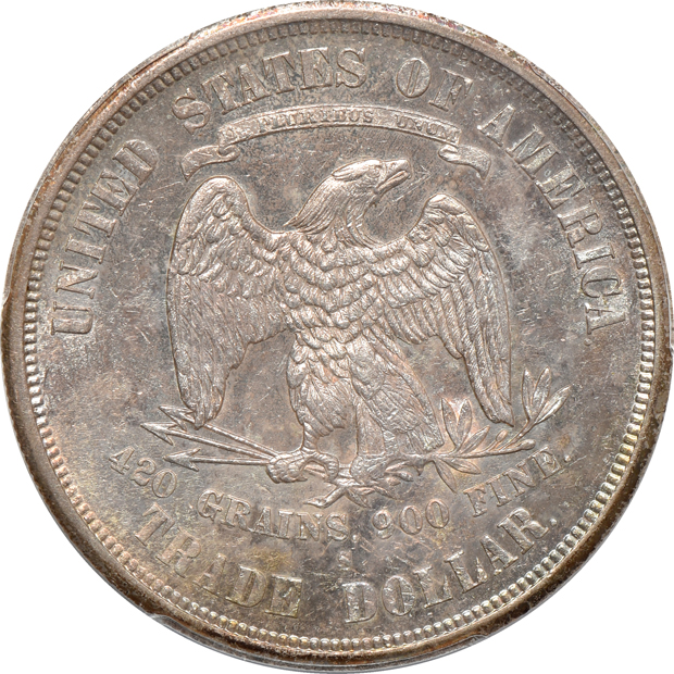 1875-S Trade PCGS UNC details/questionable color