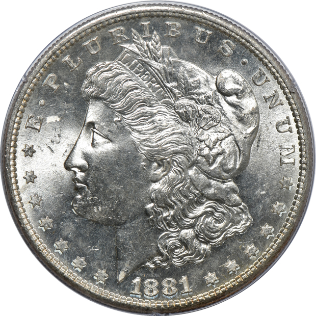 Group of eleven Morgan silver dollars certified by PCGS