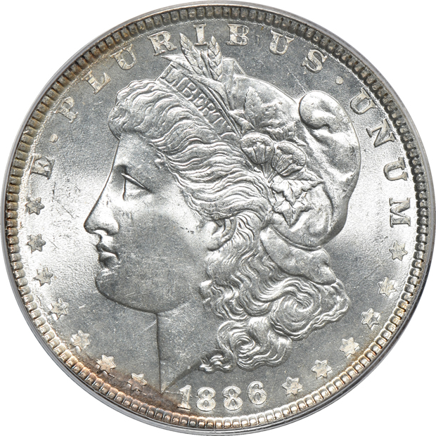 Group of eleven Morgan silver dollars certified by PCGS