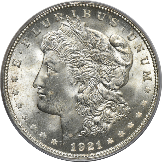Group of eleven Morgan silver dollars certified by PCGS