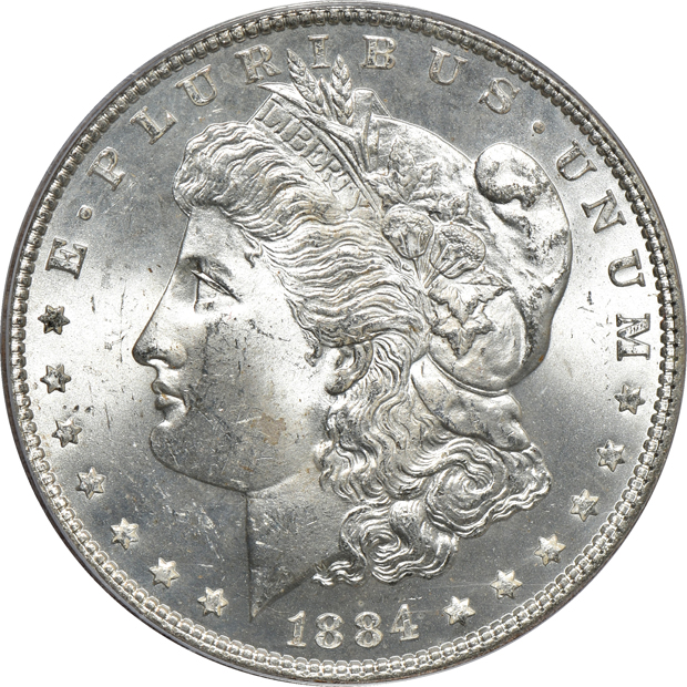 Group of eleven Morgan silver dollars certified by PCGS