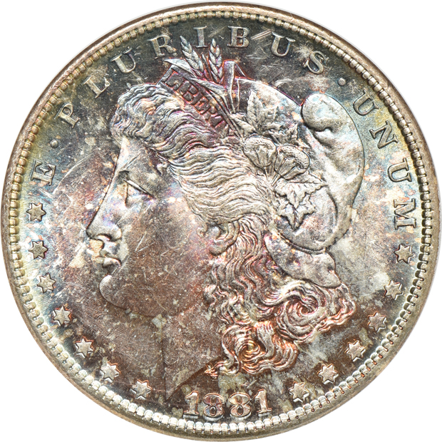 1880-S MS-66, and an 1881-S MS-64, both ANACS