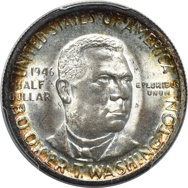 Six certified half-dollars