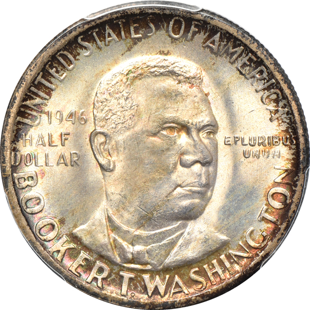 Six certified half-dollars
