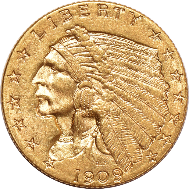 Two Indian quarter eagles and two Indian half eagles