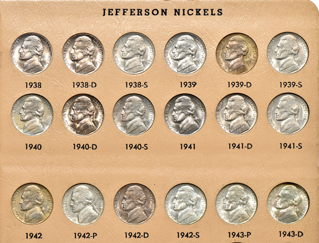 Collection of Jefferson nickels, including proof only and proof singles, through 2007-S, in a Dansco 8113 album