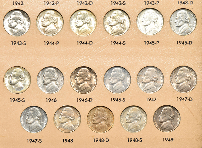 Collection of Jefferson nickels, including proof only and proof singles, through 2007-S, in a Dansco 8113 album
