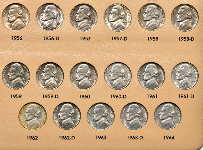 Collection of Jefferson nickels, including proof only and proof singles, through 2007-S, in a Dansco 8113 album