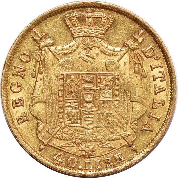 Italy - 1814-M Kingdom of Napoleon 40 lire XF, and an 1815 Parma 40 lire AU