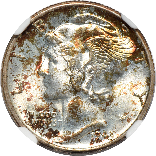 Five Mercury dimes certified Full Bands
