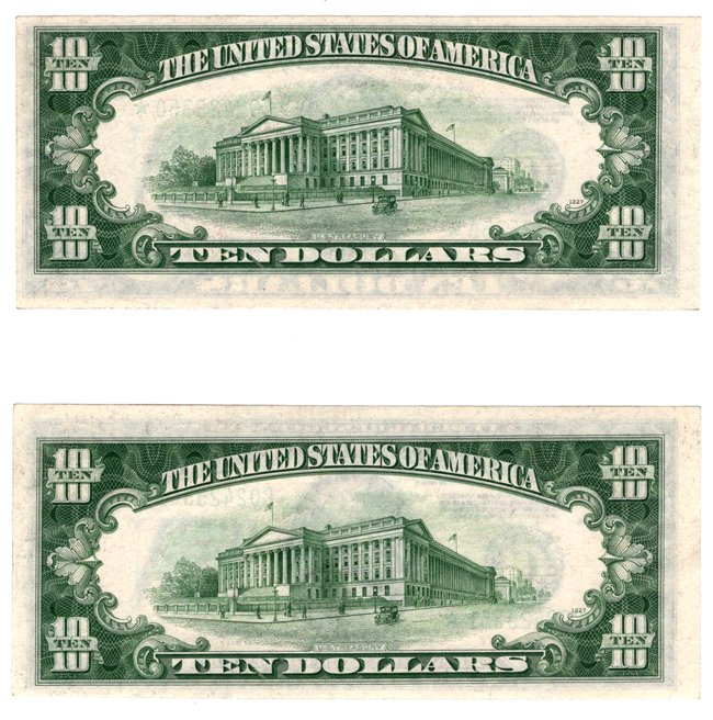 1934-C/D $10 Philadelphia Changeover Pair Stars Fr# 2008-2009C - ChCU