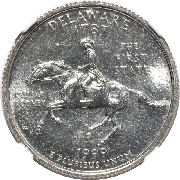 Two 1999-P Delaware First Strike Ceremony December 7th, 1998 NGC MS-65 and MS-65 PL
