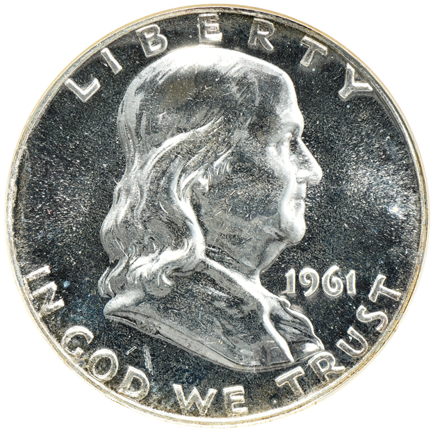 Nine Proof Franklin half-dollars certified by NGC
