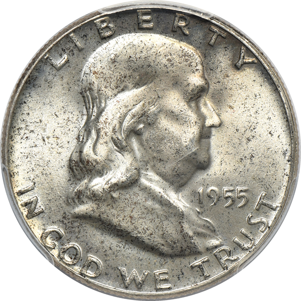 Eight Franklin half-dollars certified by PCGS