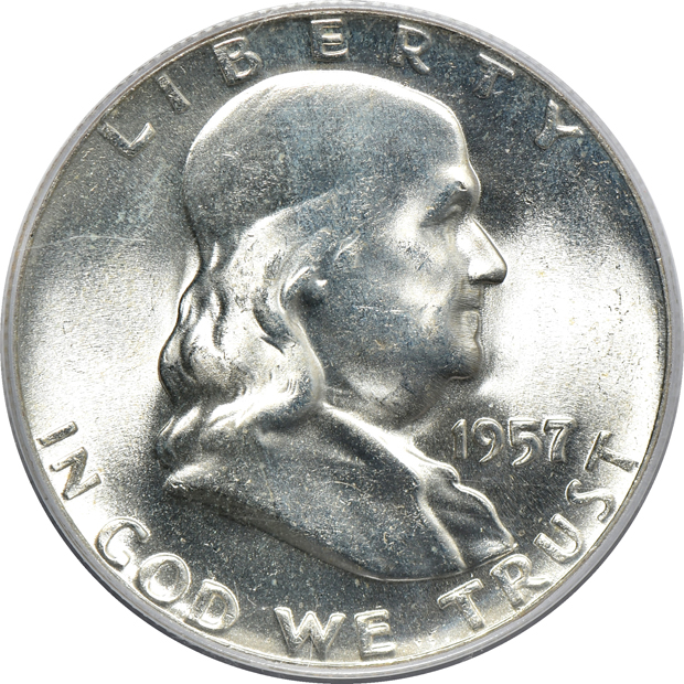 Eight Franklin half-dollars certified by PCGS