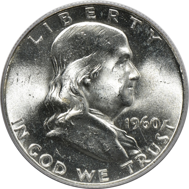 Six Franklin half-dollars, all PCGS MS-65FBL