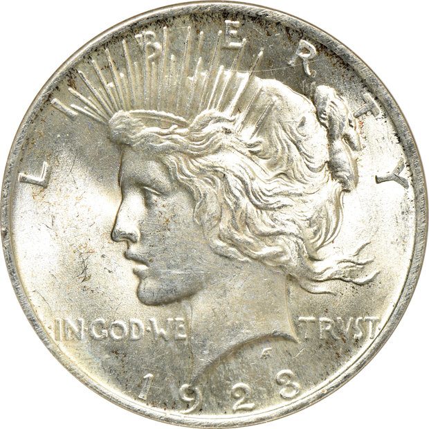 Five Peace silver dollars, all SAMPLE NGC MS-60 (no line)