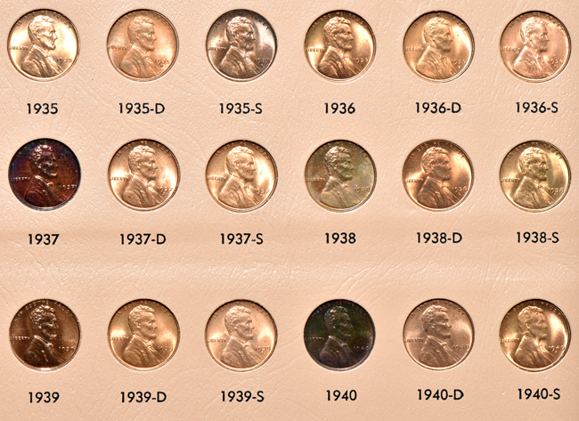 Collection of 267 different Lincoln cents in a Dansco 8100 album