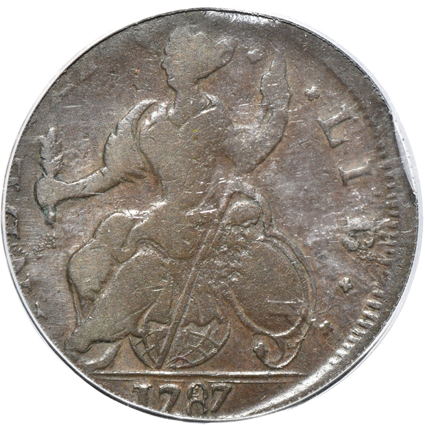 1787 Connecticut Mailed Bust Left, and an 1803 Small Date, Large Fraction Draped Bust large cent, both PCGS VF-25