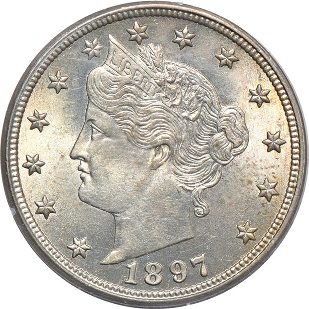 Five Liberty Head nickels certified MS-62