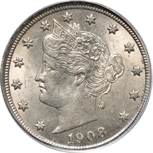 Five Liberty Head nickels certified MS-62
