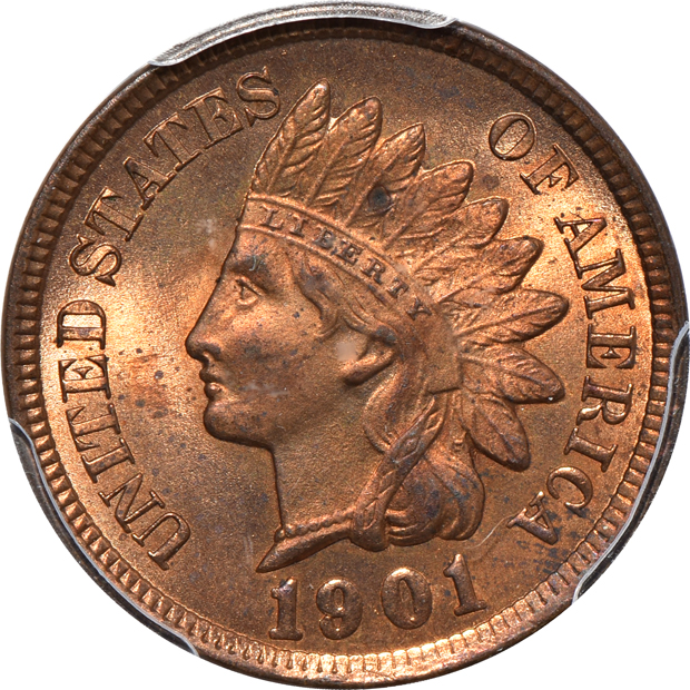 Five Indian Head cents, all PCGS MS-64RB