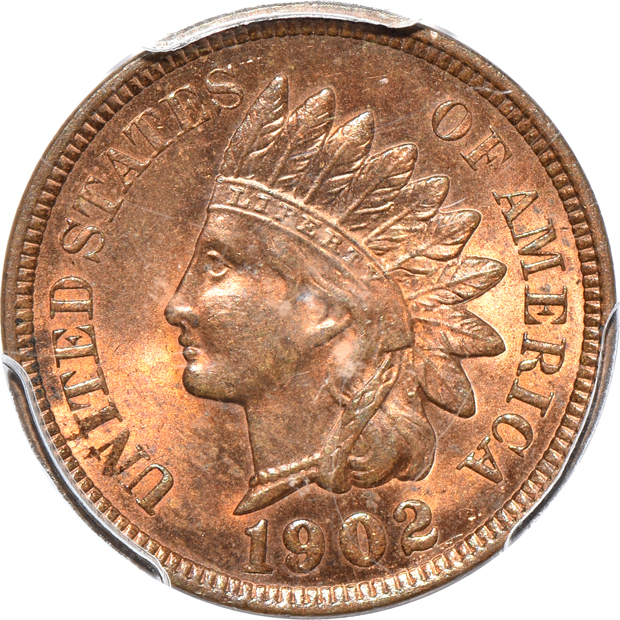 Five Indian Head cents, all PCGS MS-64RB